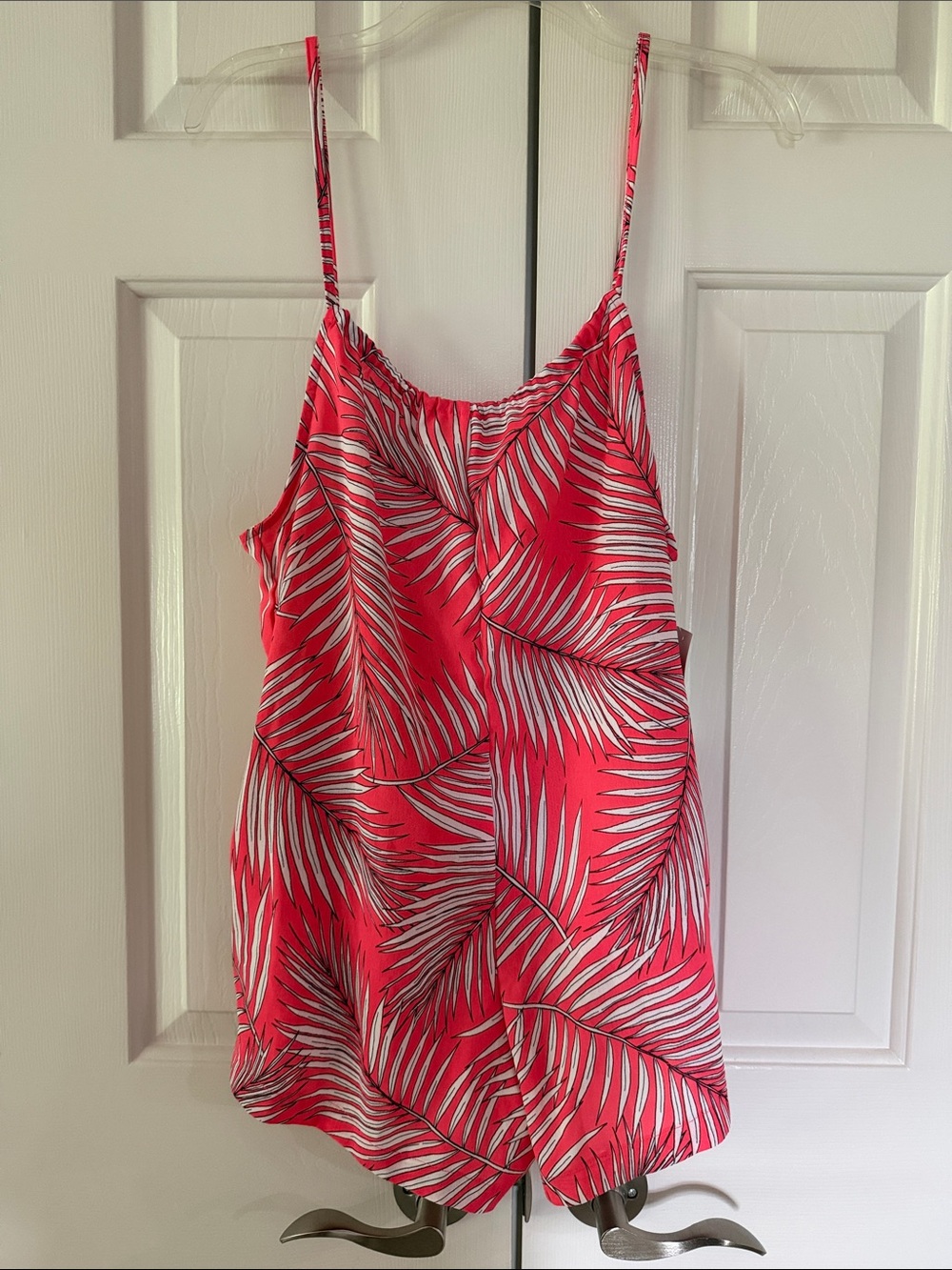 Hurley Coral-Red Palm Print Romper Swim Coverup